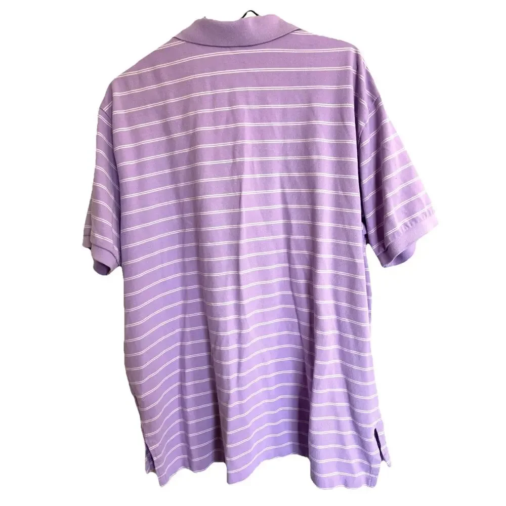Ralph Lauren Polo Men 2XL Purple White Stripe Golf Preppy Casual Athleasure